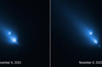Hubble catches rare view of a comet crumbling